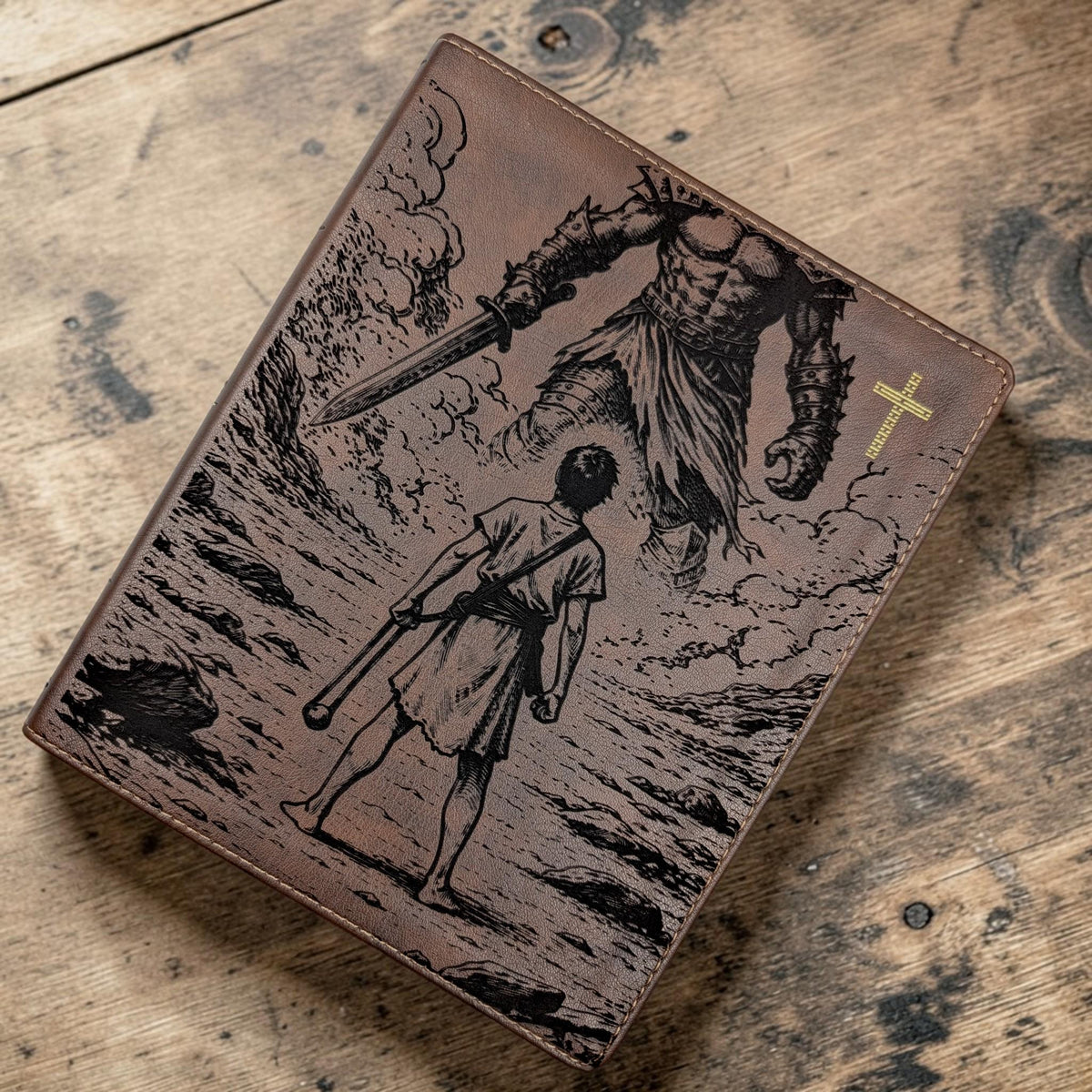 Personalized NIV Journal Bible: Engraved David and Goliath, Custom Name, Lined Wide Margins