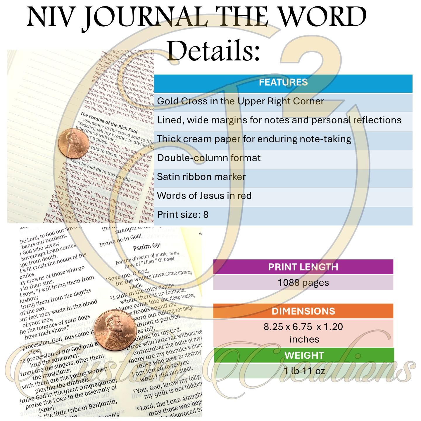 Personalized NIV Journal Bible: Softball Cross Engraving, Lined Wide Margins
