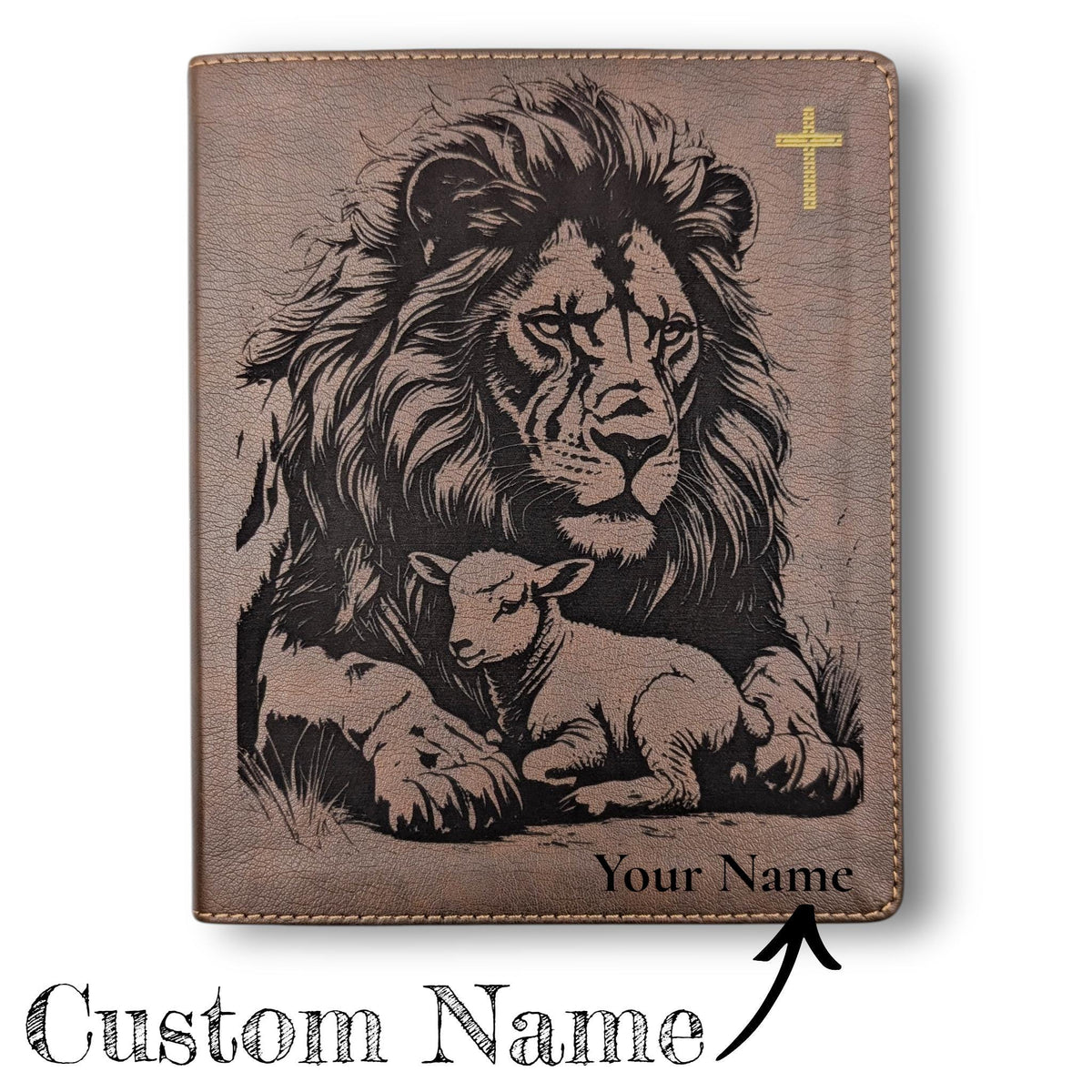 Personalized NIV Journal Bible: Engraved Lion and Lamb, Lined Wide Margins