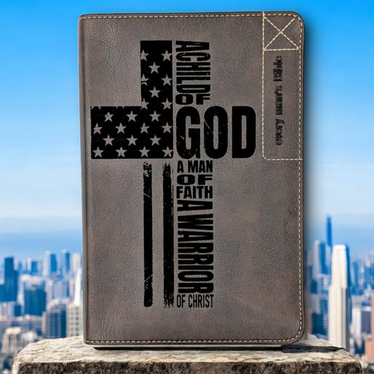 Personalized Every Man's Bible NLT: Engraved Warrior of God Cross, Brown Deluxe Edition