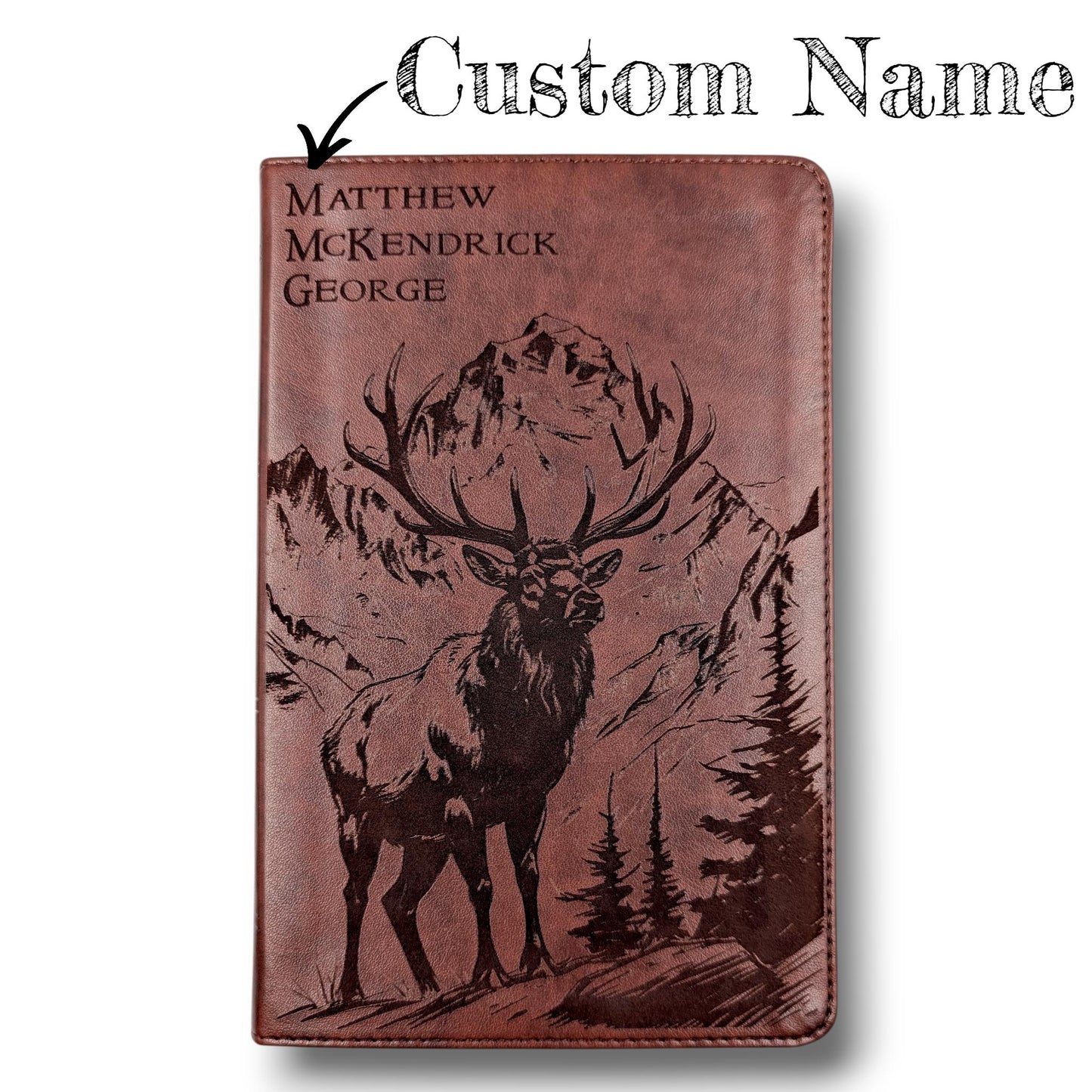 Personalized ESV Bible Large Print: Elk Engraving for Hunters and Nature Lovers