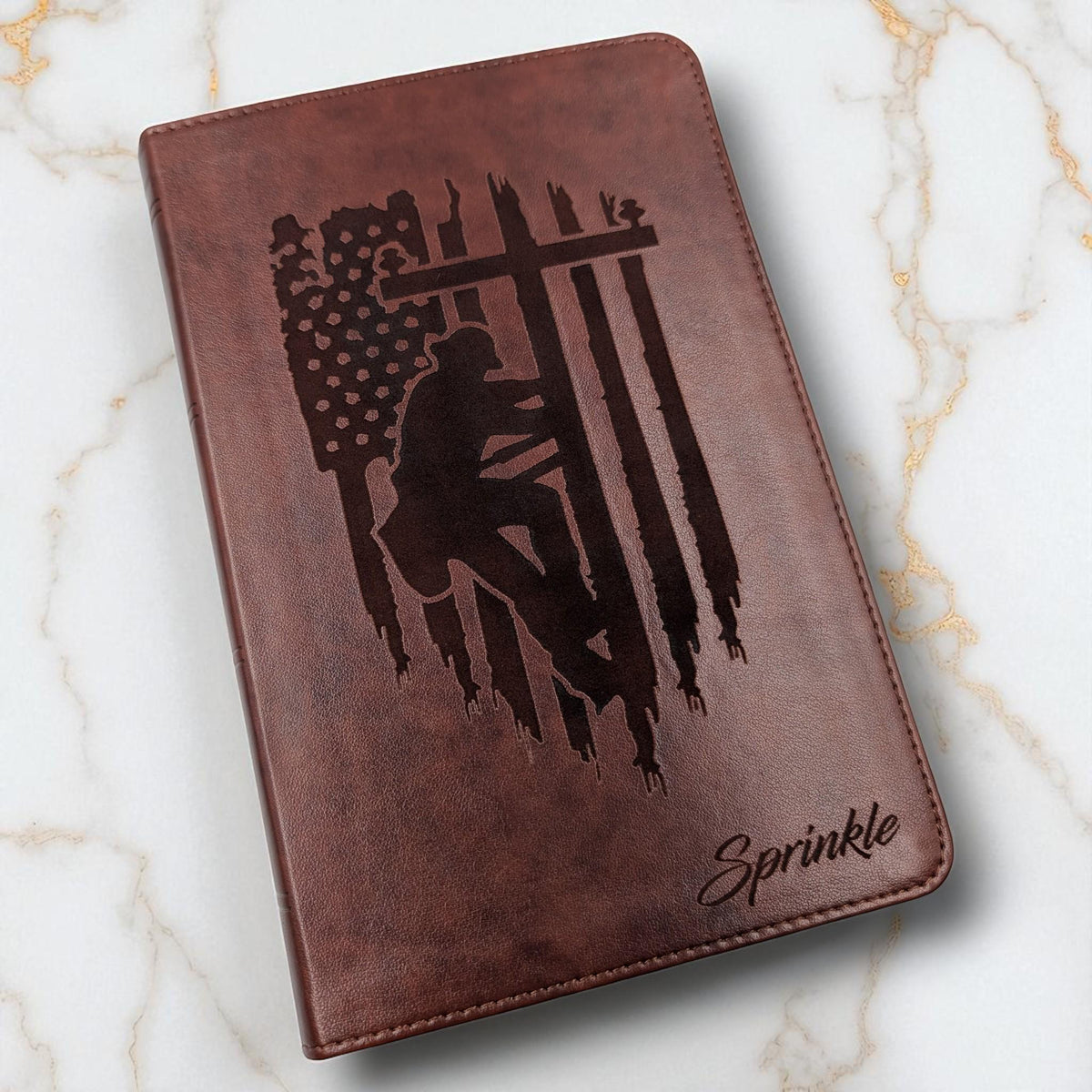 Personalized ESV Bible Large Print: Engraved Lineman, Cross and Custom Name