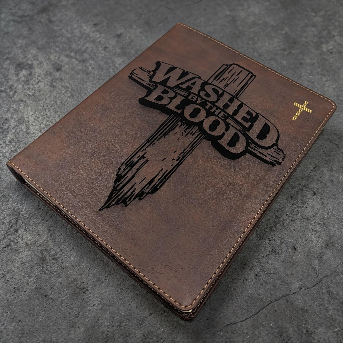 Personalized NIV Journal Bible: Engraved Washed By The Blood Cross Design, Lined Wide Margins