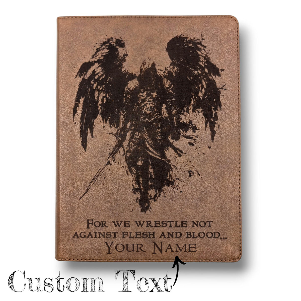 Personalized KJV Bible: Engraved Michael the Archangel, Wide Margin, Brown Leatherlike