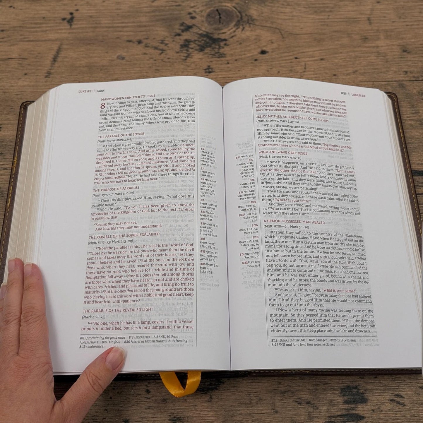 Personalized NKJV Bible with References: Woman Touching Jesus' Garment Engraving, Wide Margins