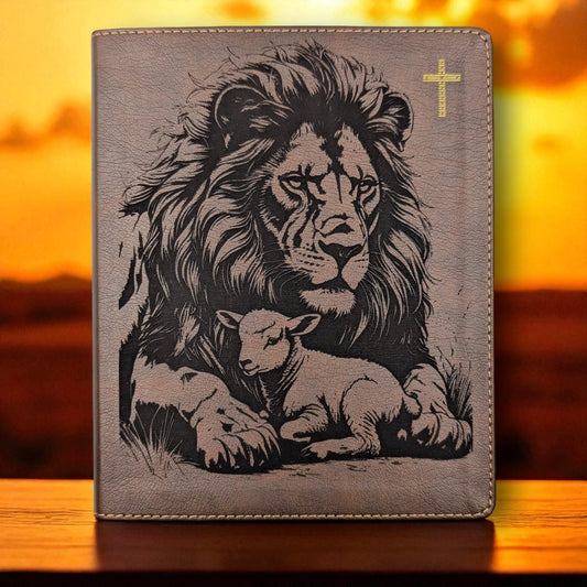 Personalized NIV Journal Bible: Engraved Lion and Lamb, Lined Wide Margins