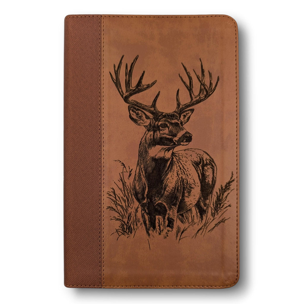 Personalized NIV Bible Large Print with Thumb Index: Engraved Buck Deer, Brown Leatherlike