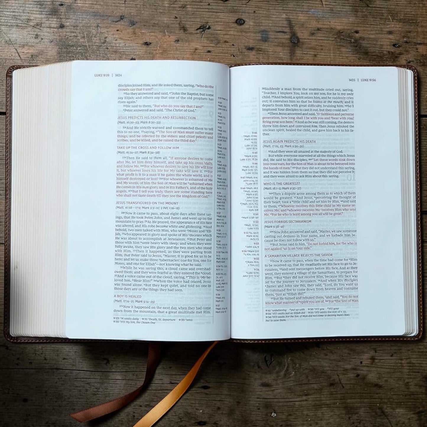 Personalized NKJV Bible with References: Woman Touching Jesus' Garment Engraving, Wide Margins