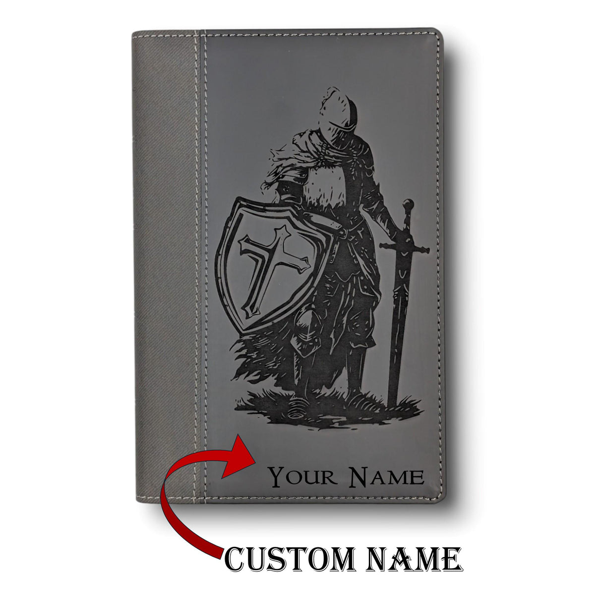 Personalized NIV Bible Large Print: Engraved Armor of God Warrior, Black Leatherlike