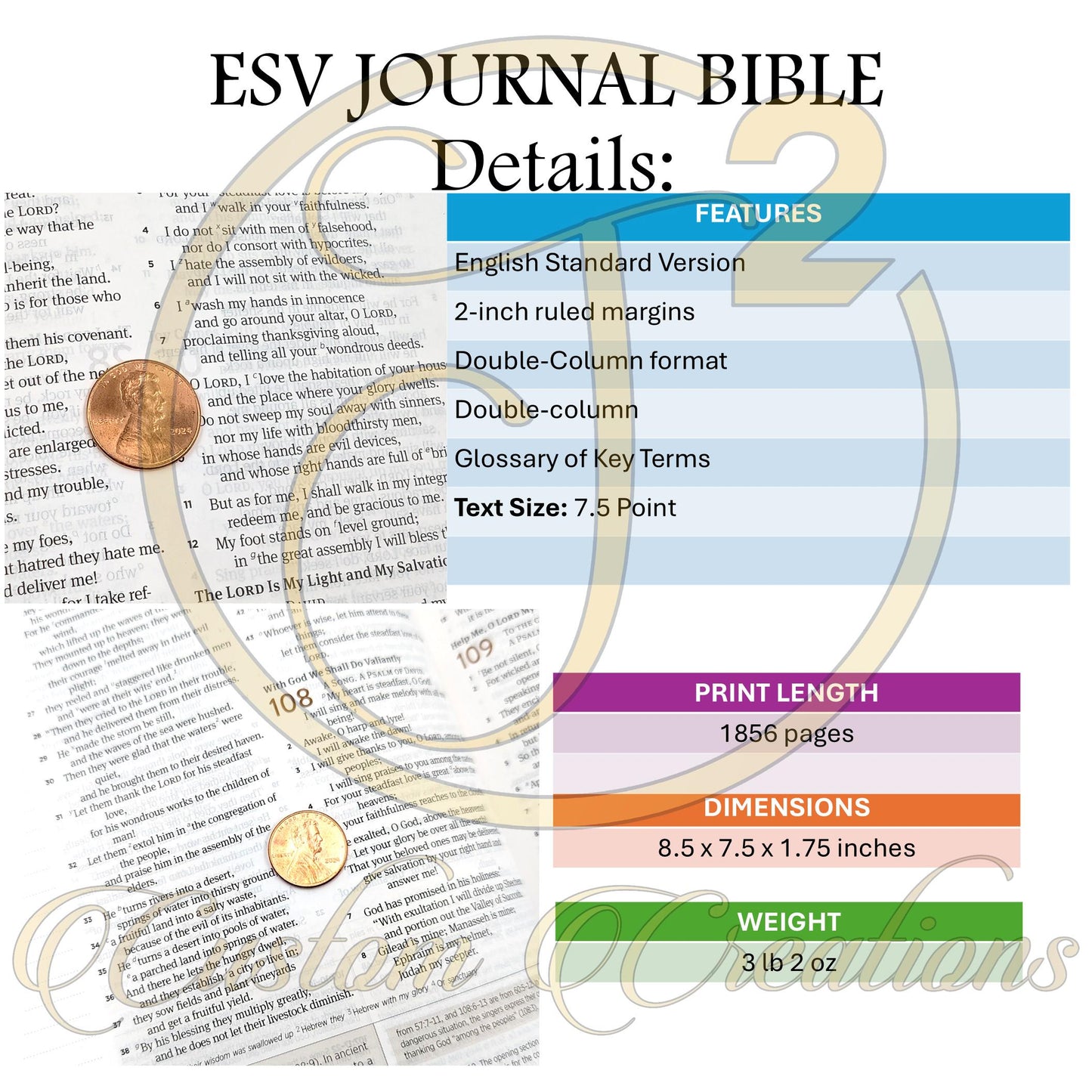 Personalized ESV Journal Study Bible: Engraved Lion, Lined Wide Magins