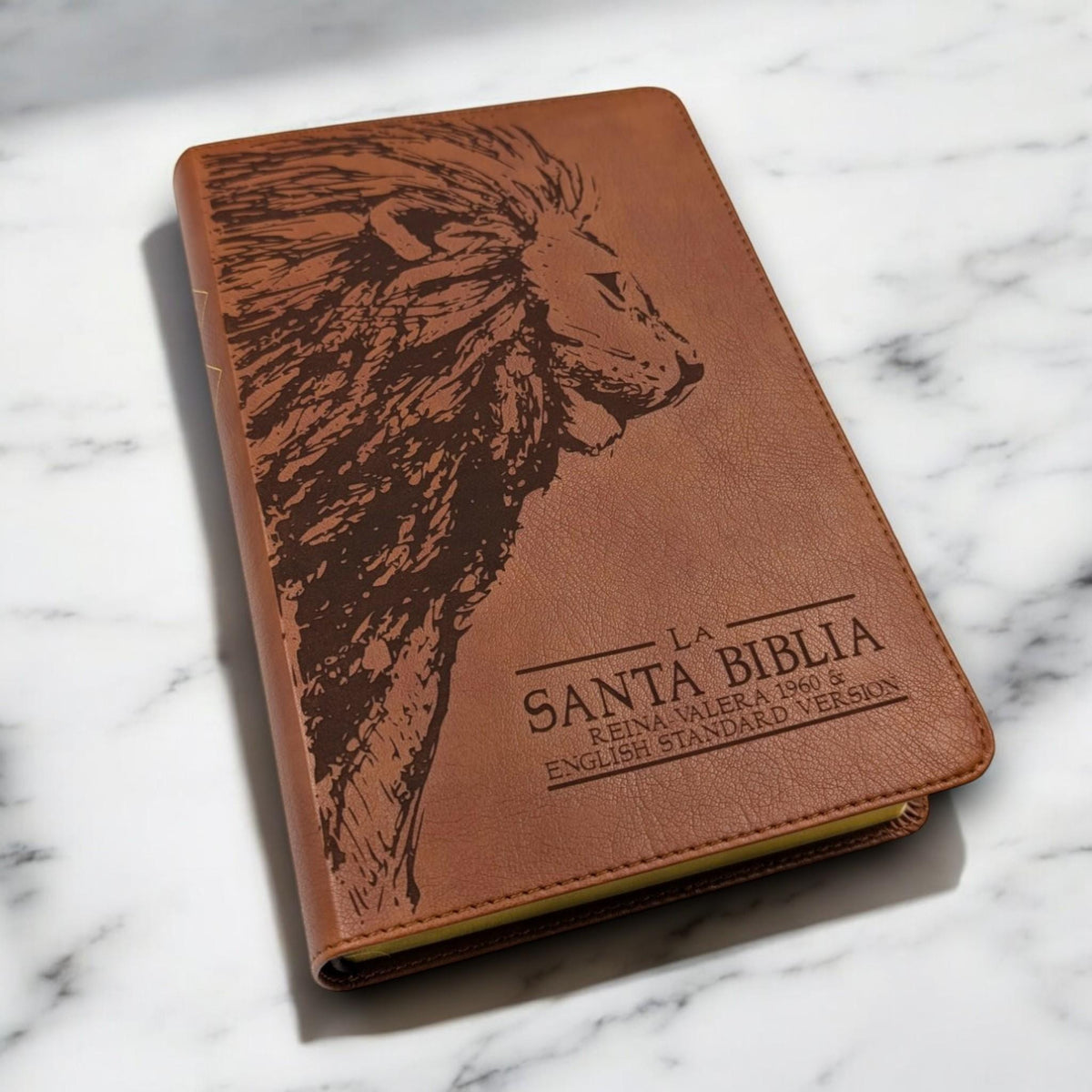 Personalized ESV Spanish English Parallel Bible: Engraved Lion, Reina-Valera Translation