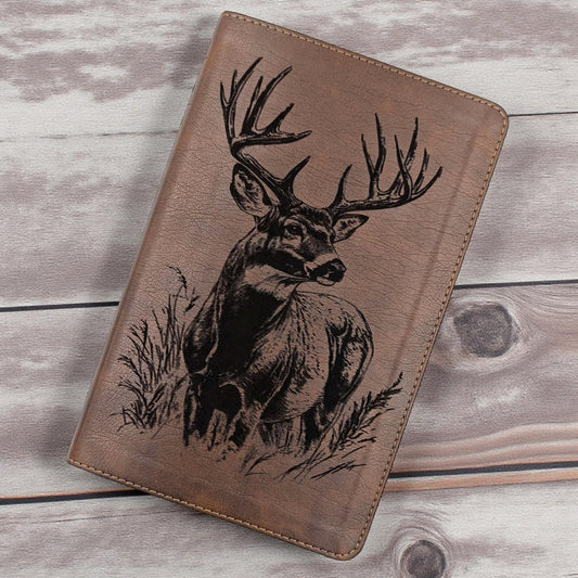 Personalized NLT Thinline Reference Bible: Engraved Buck Deer, Rustic Brown Leatherlike