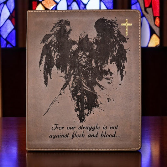 Personalized NIV Journal Bible: Engraved Michael the Archangel, Lined Wide Margins