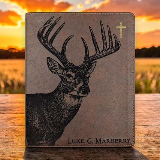 Personalized NIV Journal Bible: Engraved Buck, Custom Name, Lined Wide Margins