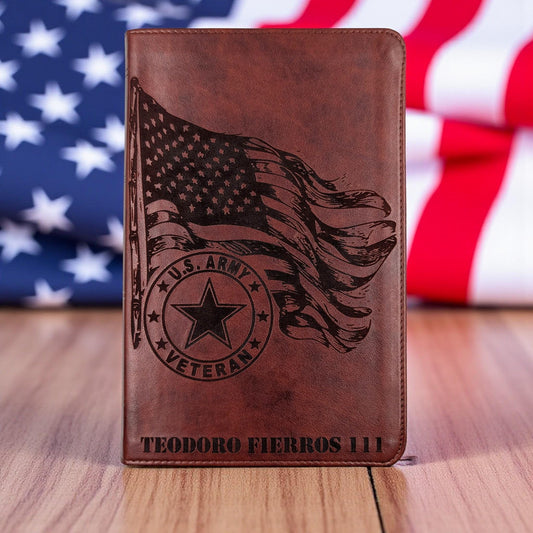Personalized ESV Bible Large Print: Engraved Army Veteran and American Flag