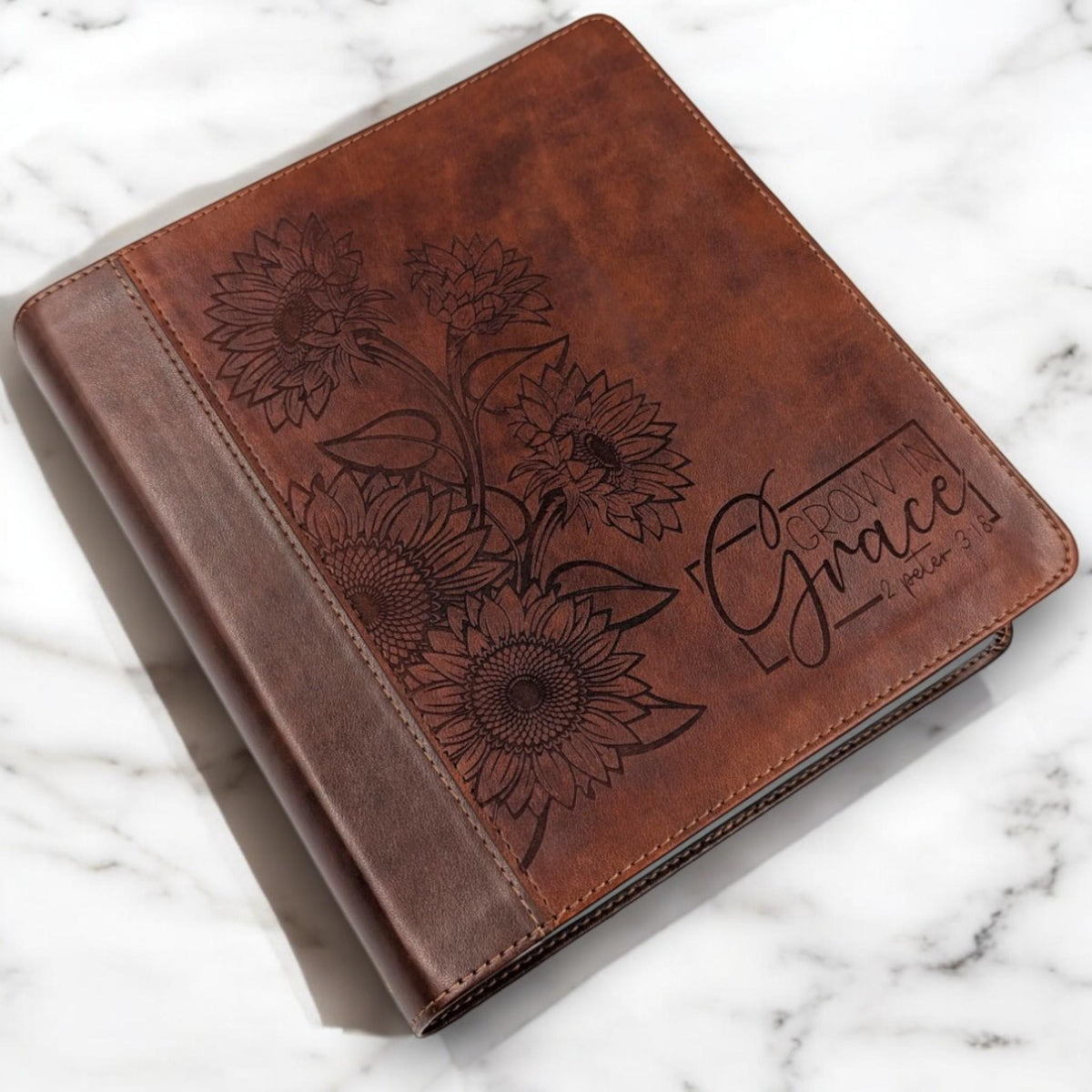 Personalized ESV Journal Study Bible: Engraved Sunflower and Grow in Grace, Lined Wide Margins