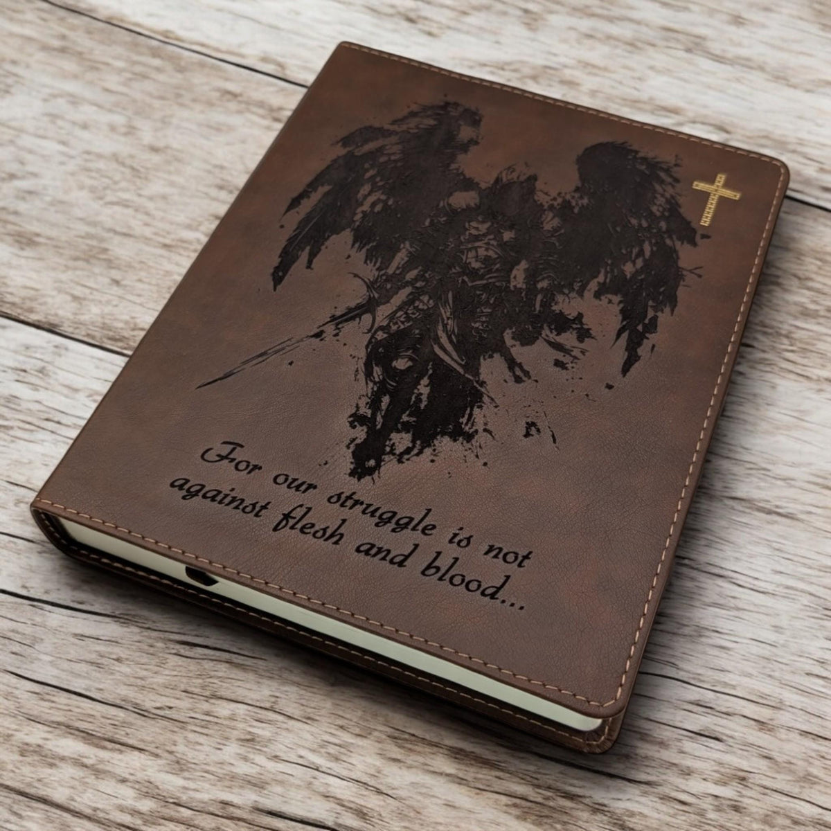 Personalized NIV Journal Bible: Engraved Michael the Archangel, Lined Wide Margins