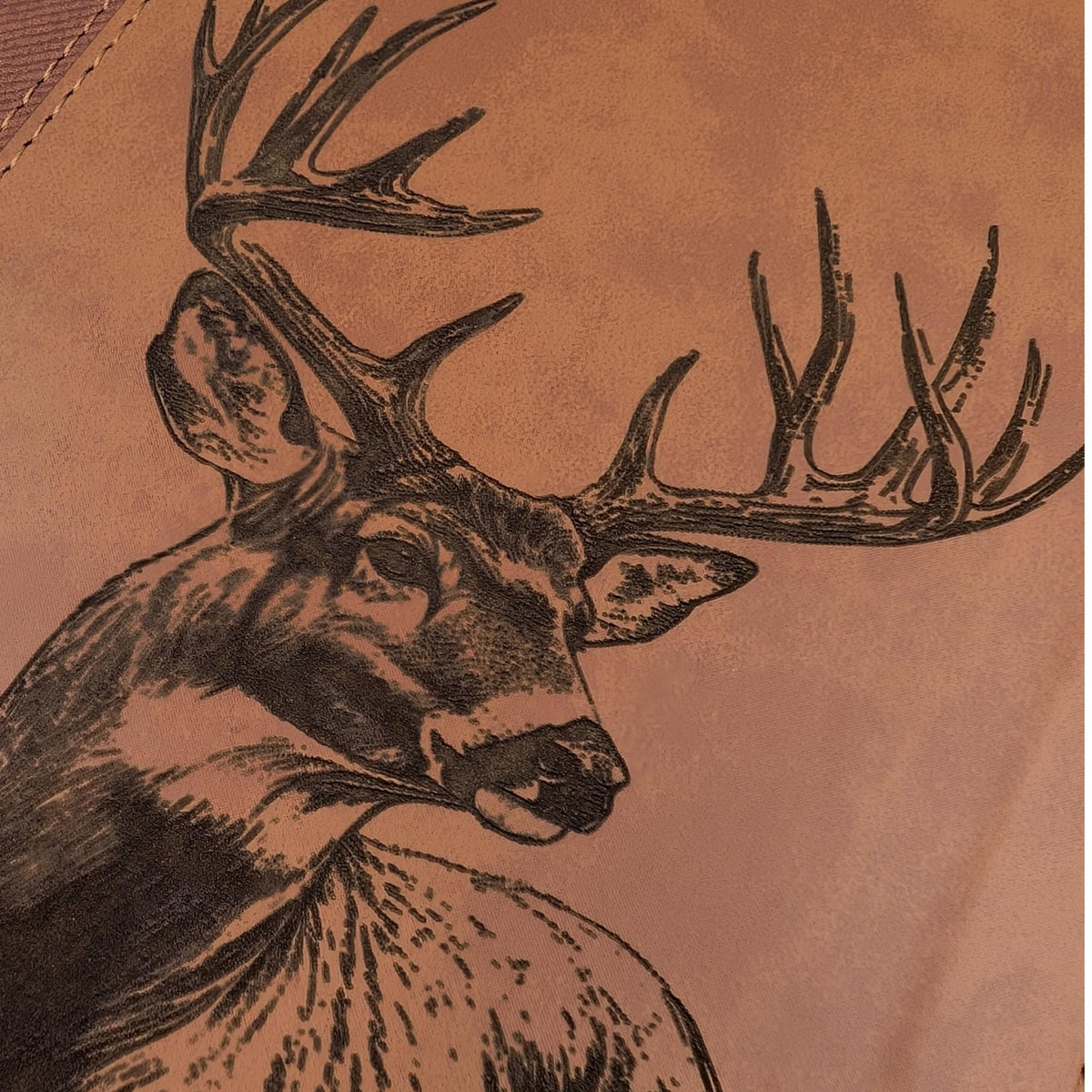 Personalized NIV Bible Large Print with Thumb Index: Engraved Buck Deer, Brown Leatherlike