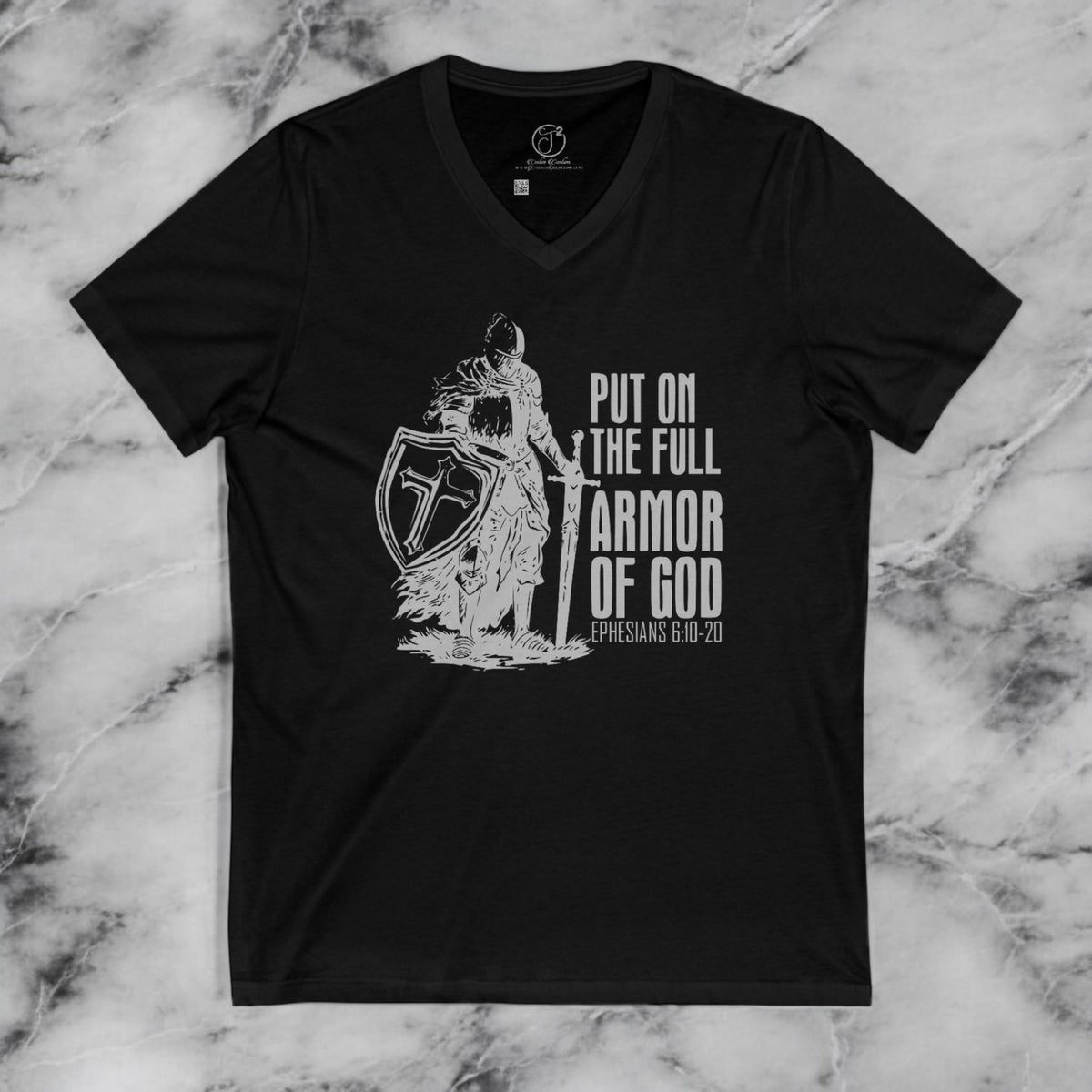 Armor of God V-Neck T-Shirt: Christian Bible Verse Tee