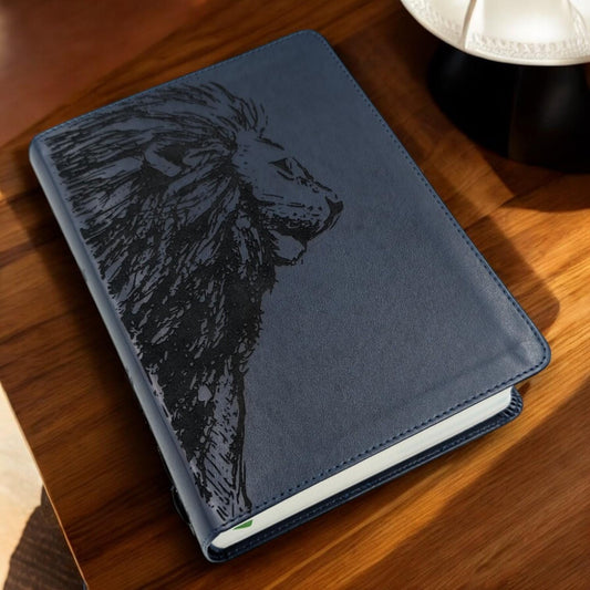 Personalized CSB She Reads Truth Bible: Engraved Lion, Wide Margins, Navy Leatherlike