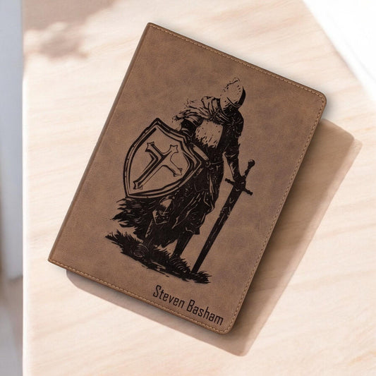 Personalized KJV Bible: Engraved Armor of God Warrior, Wide Margins, Brown Leatherlike