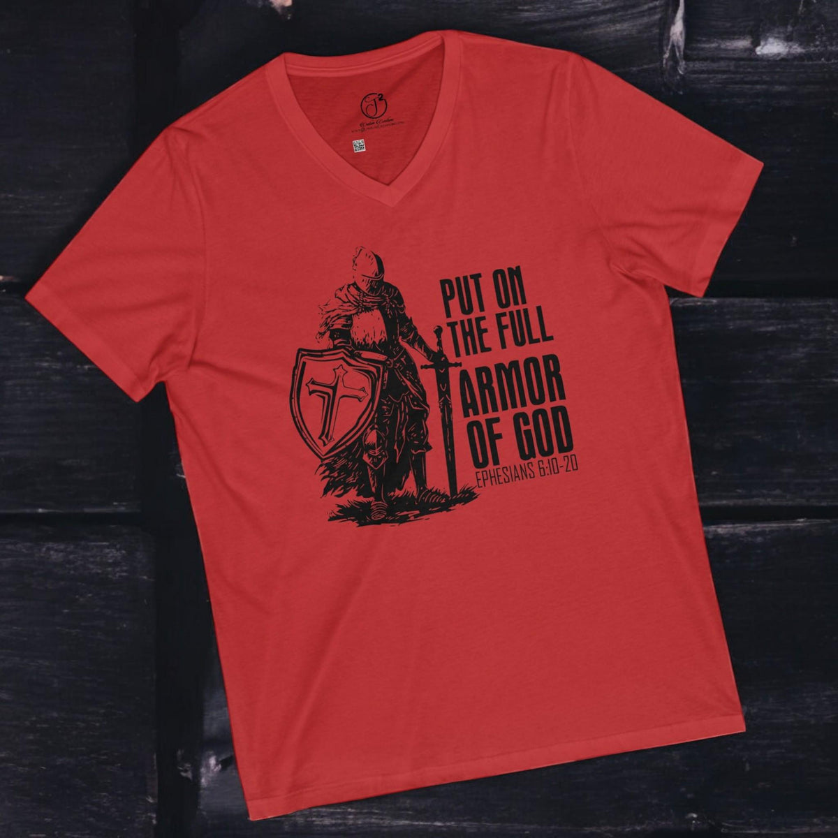 Armor of God V-Neck T-Shirt: Christian Bible Verse Tee