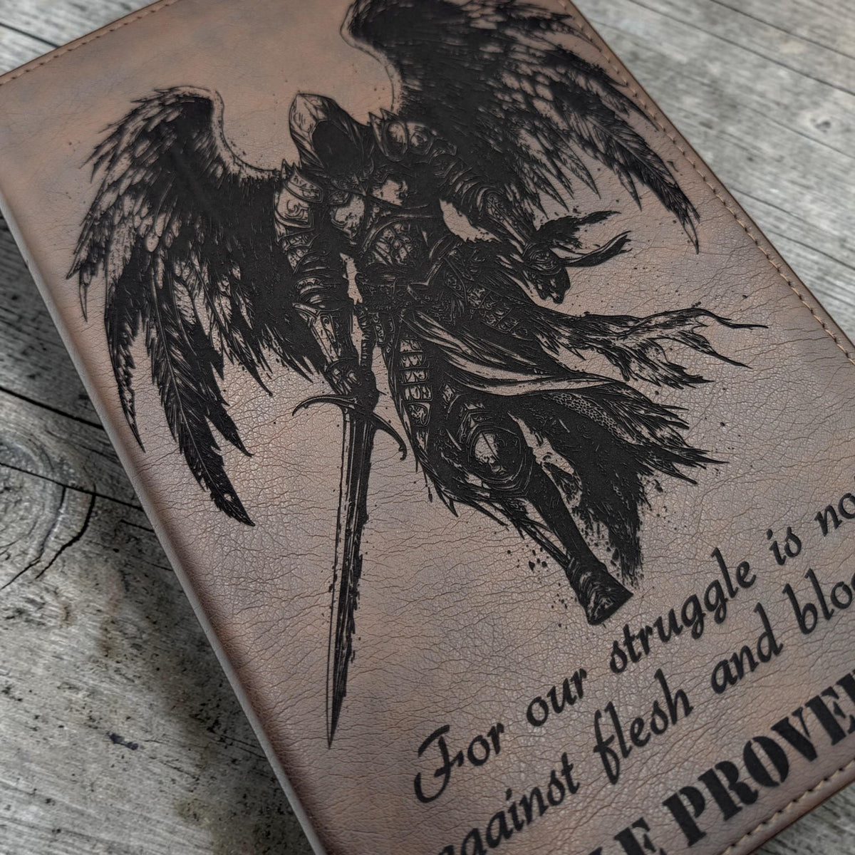 Personalized NLT Thinline Reference Bible: Engraved Michael the Archangel, Rustic Brown Leatherlike