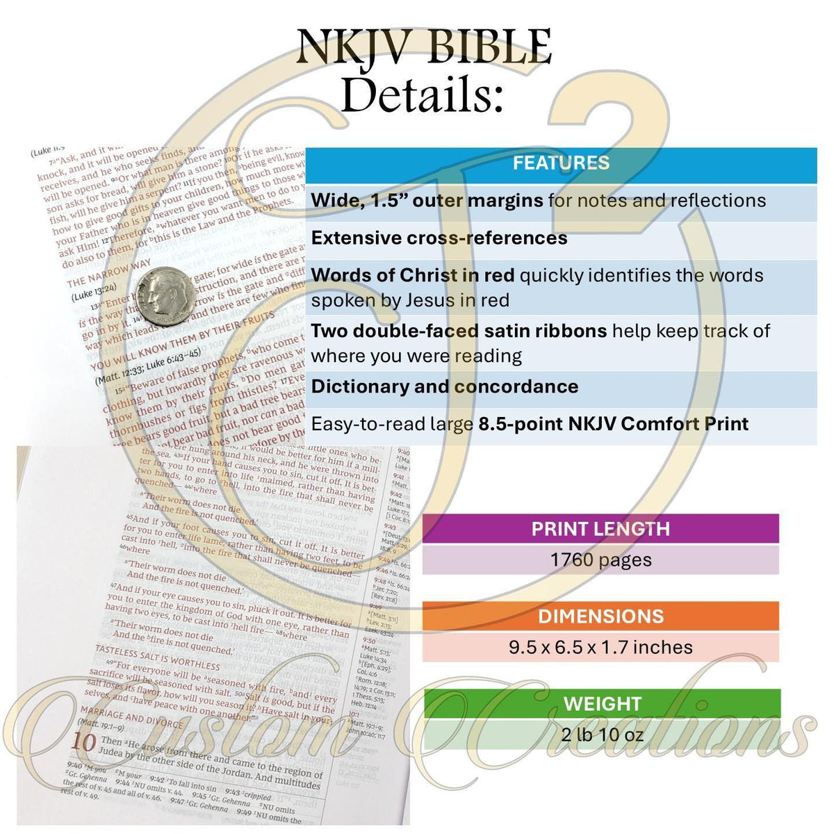 Personalized NKJV Bible with References: Engraved Lion, Wide Margins