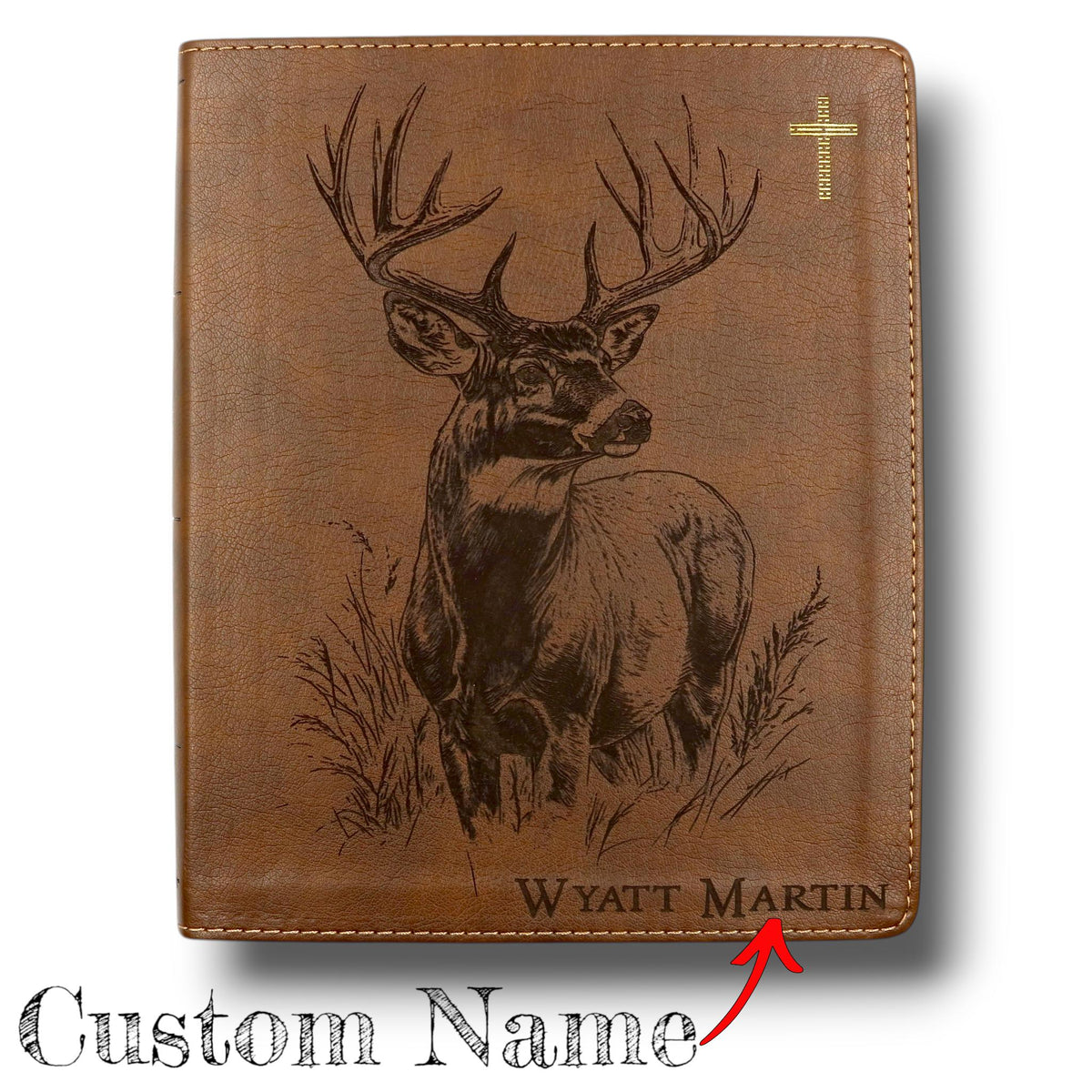 Personalized NIV Journal Bible: Engraved Buck Deer, Lined Wide Margins