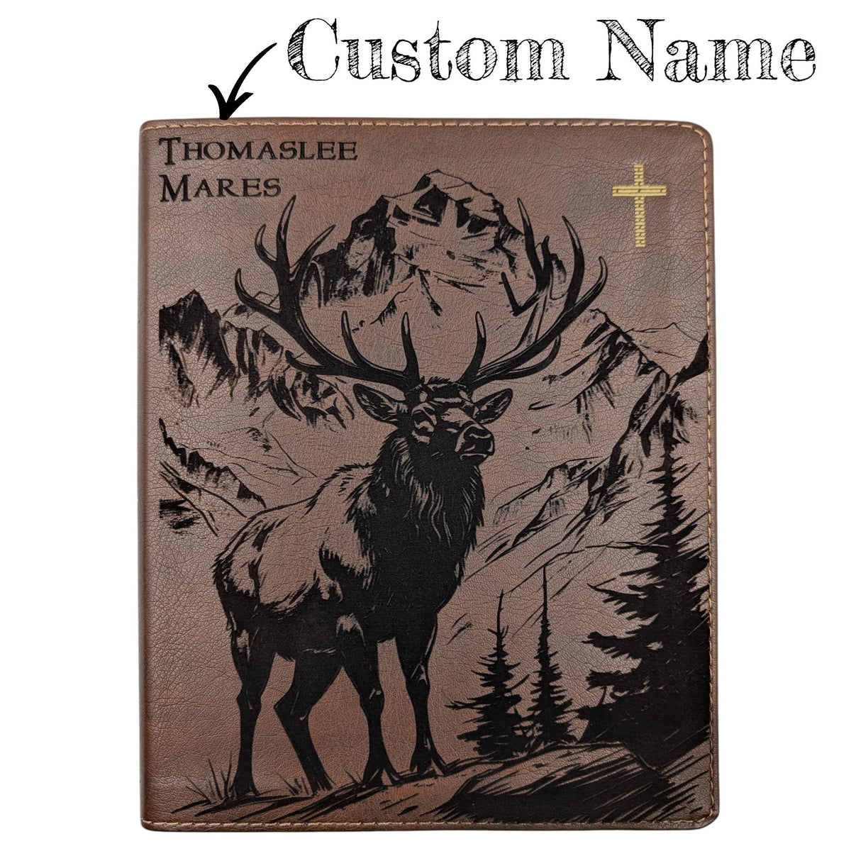 Personalized NIV Journal Bible: Engraved Elk and Custom Name, Lined Wide Margins