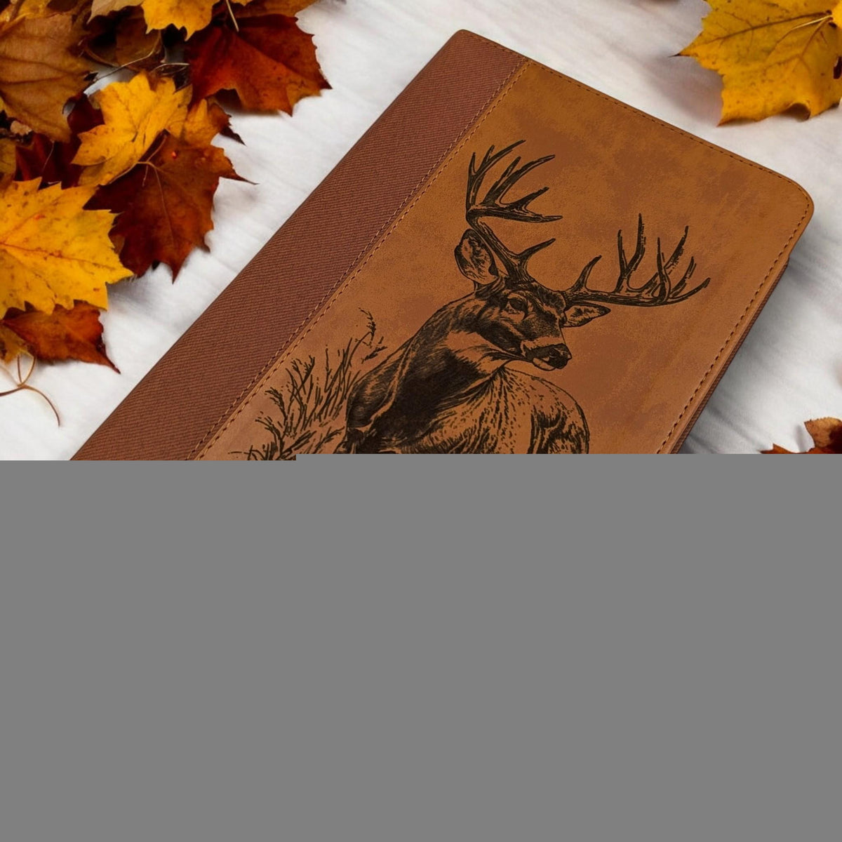 Personalized NIV Bible Large Print with Thumb Index: Engraved Buck Deer, Brown Leatherlike