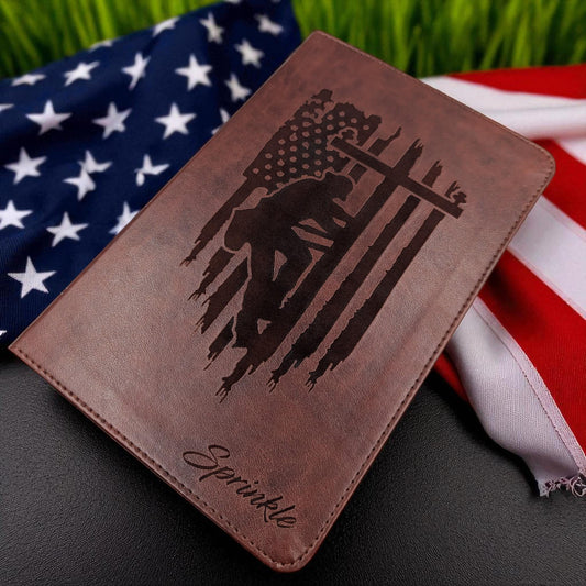 Personalized ESV Bible Large Print: Engraved Lineman, Cross and Custom Name