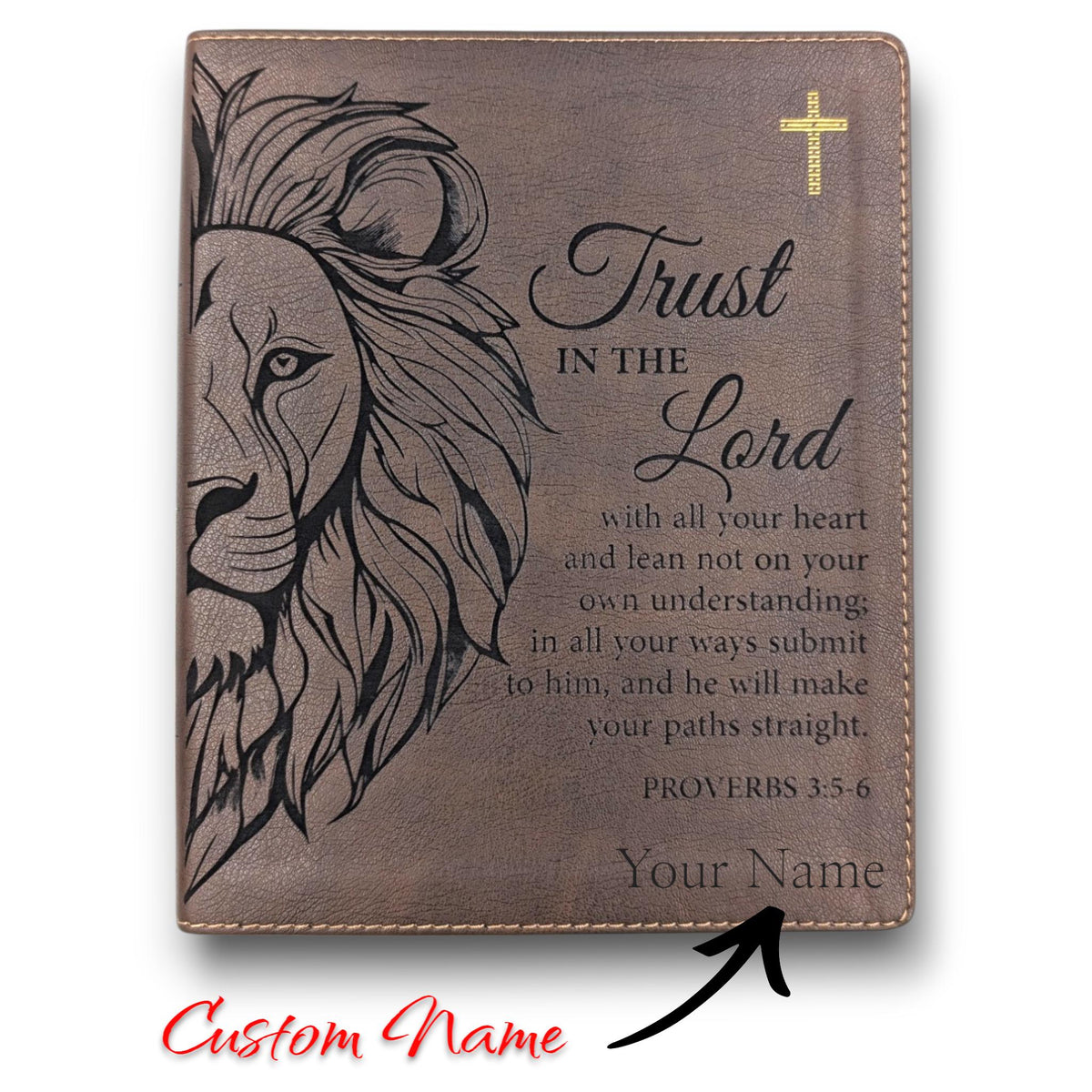Personalized NIV Journal Bible: Engraved Lion and Trust in the Lord Verse, Lined Wide Margins