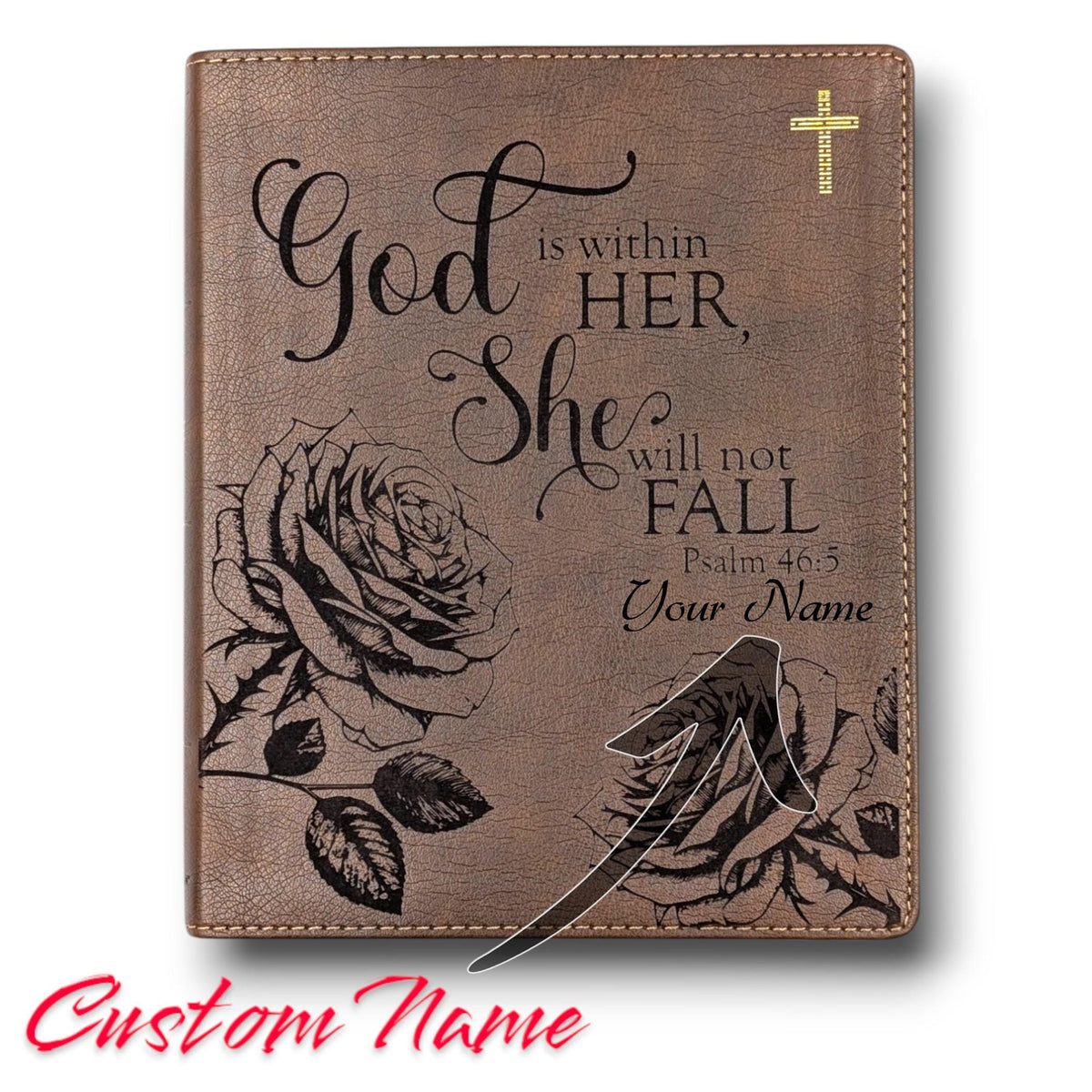Personalized NIV Journal Bible for Women: Rose Flower Engraving, Lined Wide Margins