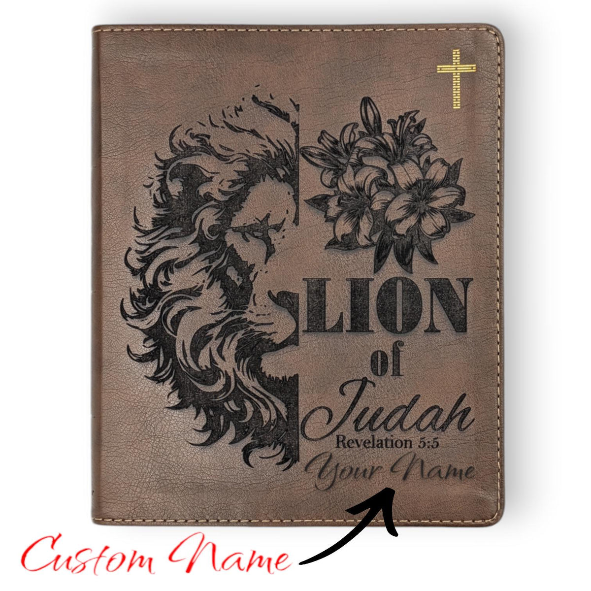 Personalized NIV Journal Bible: Engraved Lion of Judah and Lily Design, Lined Wide Margins