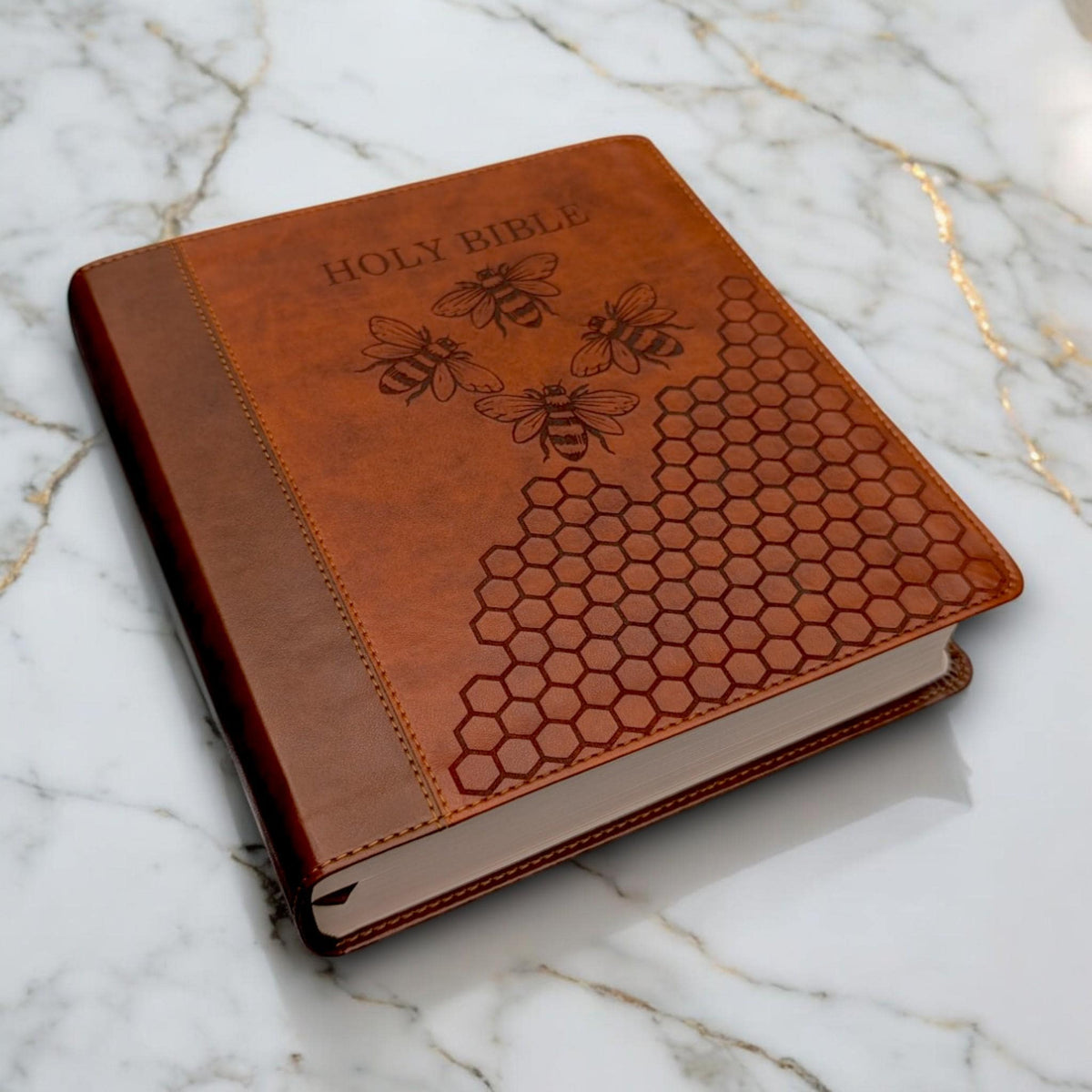 Personalized ESV Journal Study Bible: Engraved Bee and Honeycomb Design, Lined Wide Margins