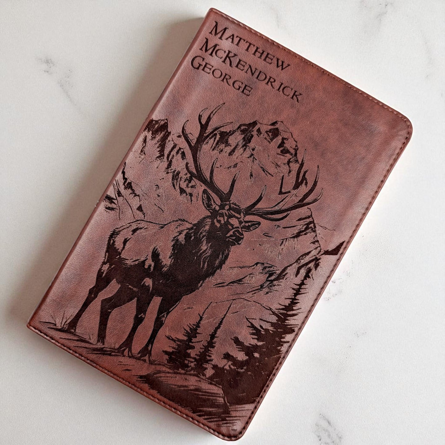 Personalized ESV Bible Large Print: Elk Engraving for Hunters and Nature Lovers