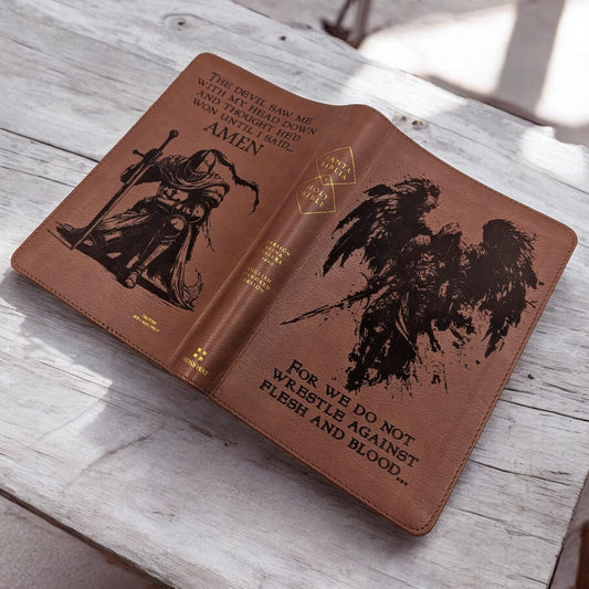 Personalized ESV Spanish English Parallel Bible: Engraved Michael the Archangel and Kneeling Warrior, Reina-Valera Translation