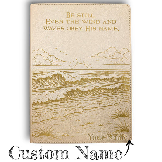 Personalized CSB She Reads Truth Bible: Engraved Ocean Design, Wide Margins, Champagne Leatherlike