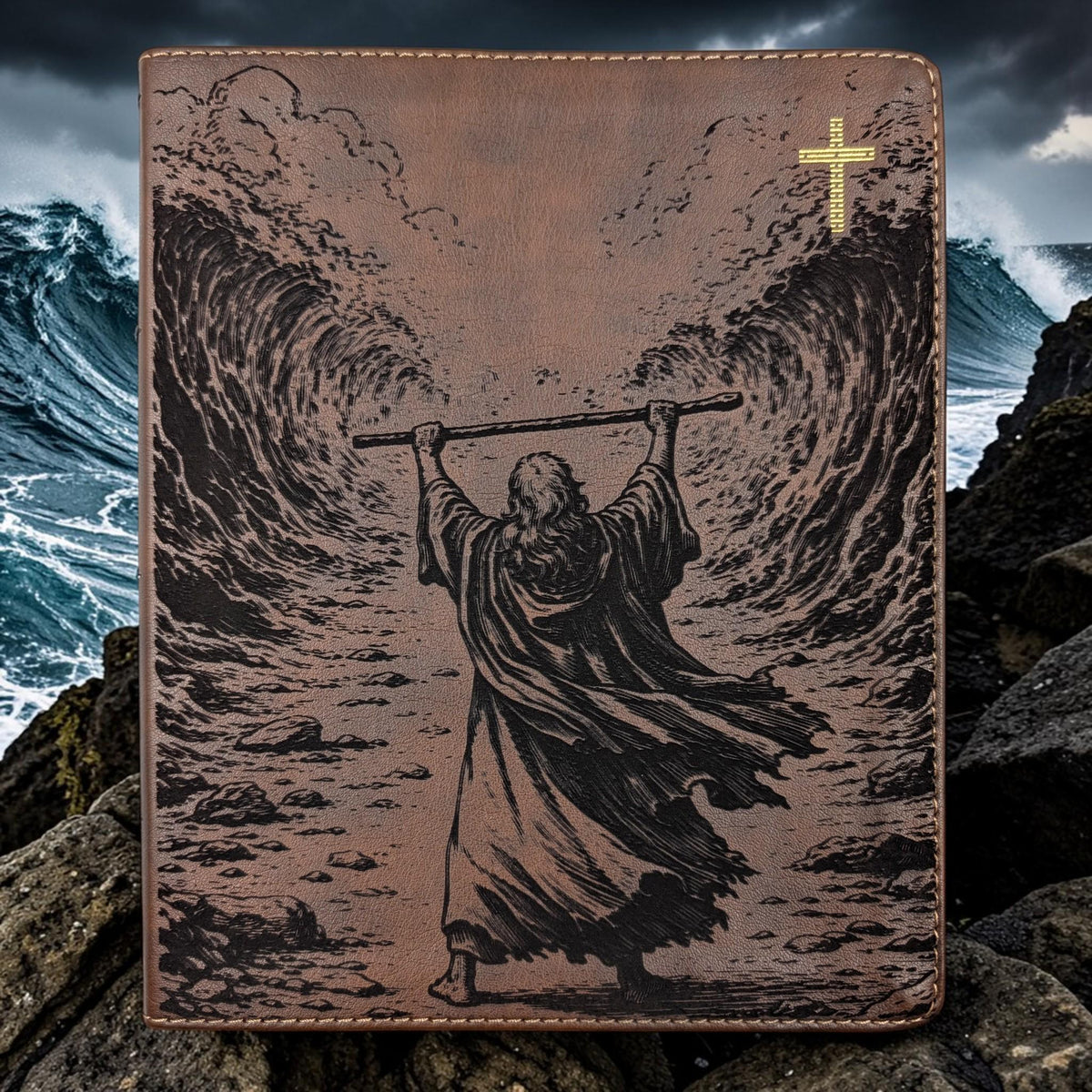 Personalized NIV Journal Bible: Engraved Moses & Parting of Red Sea, Lined Wide Margins