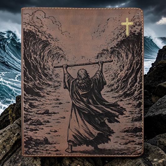 Personalized NIV Journal Bible: Engraved Moses & Parting of Red Sea, Lined Wide Margins