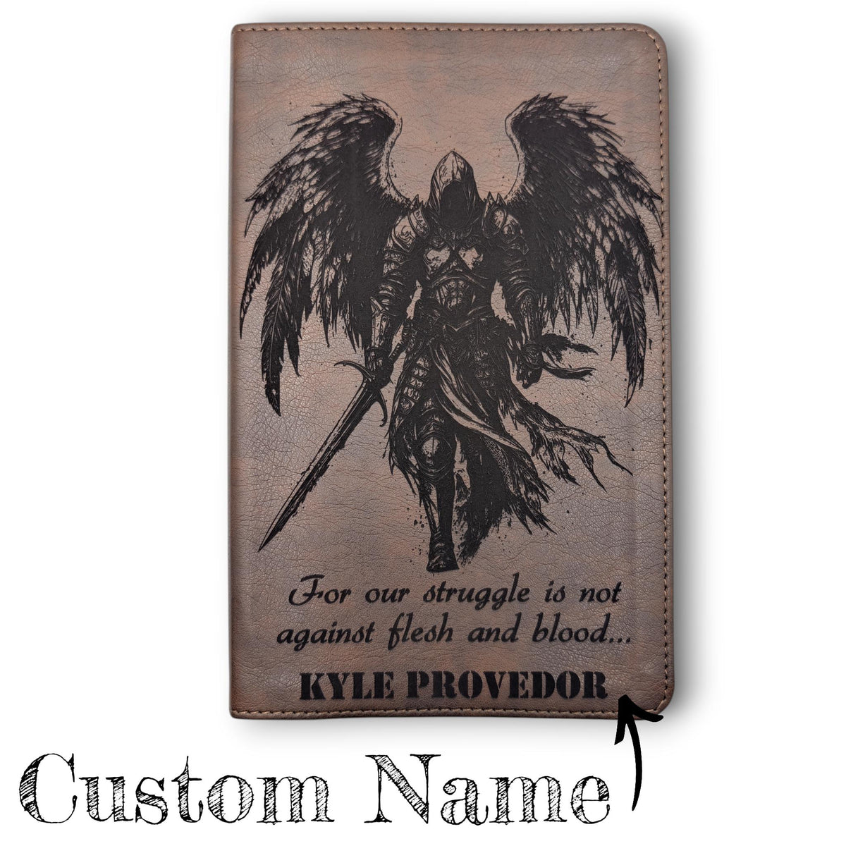 Personalized NLT Thinline Reference Bible: Engraved Michael the Archangel, Rustic Brown Leatherlike