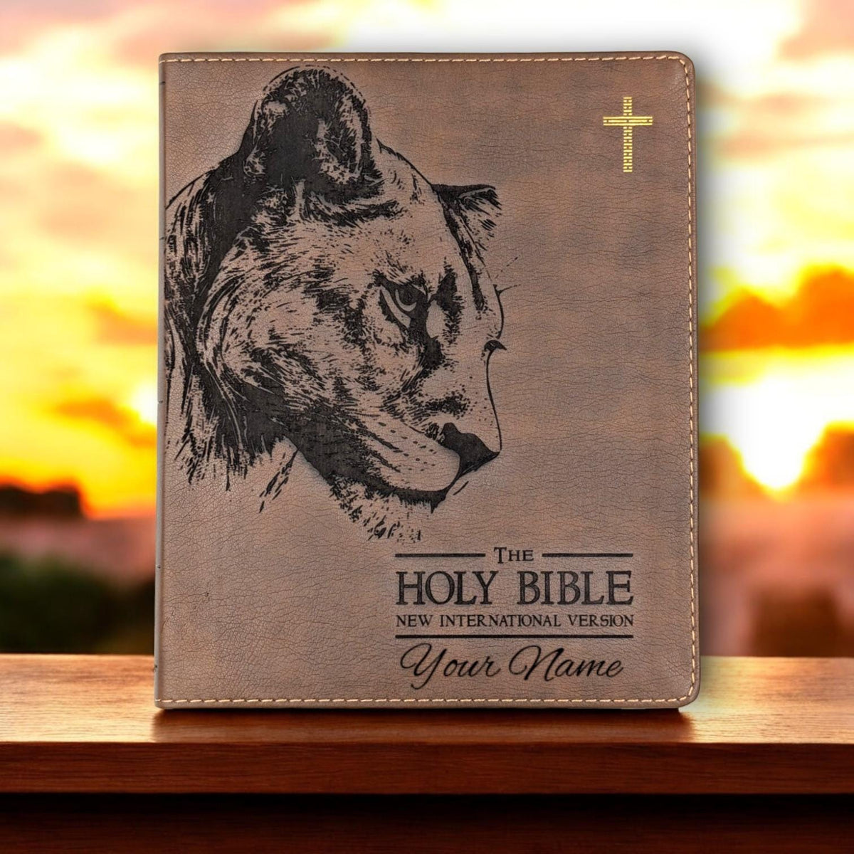 Personalized NIV Journal Bible for Women: Engraved Lioness and Holy Bible, Lined Wide Margins