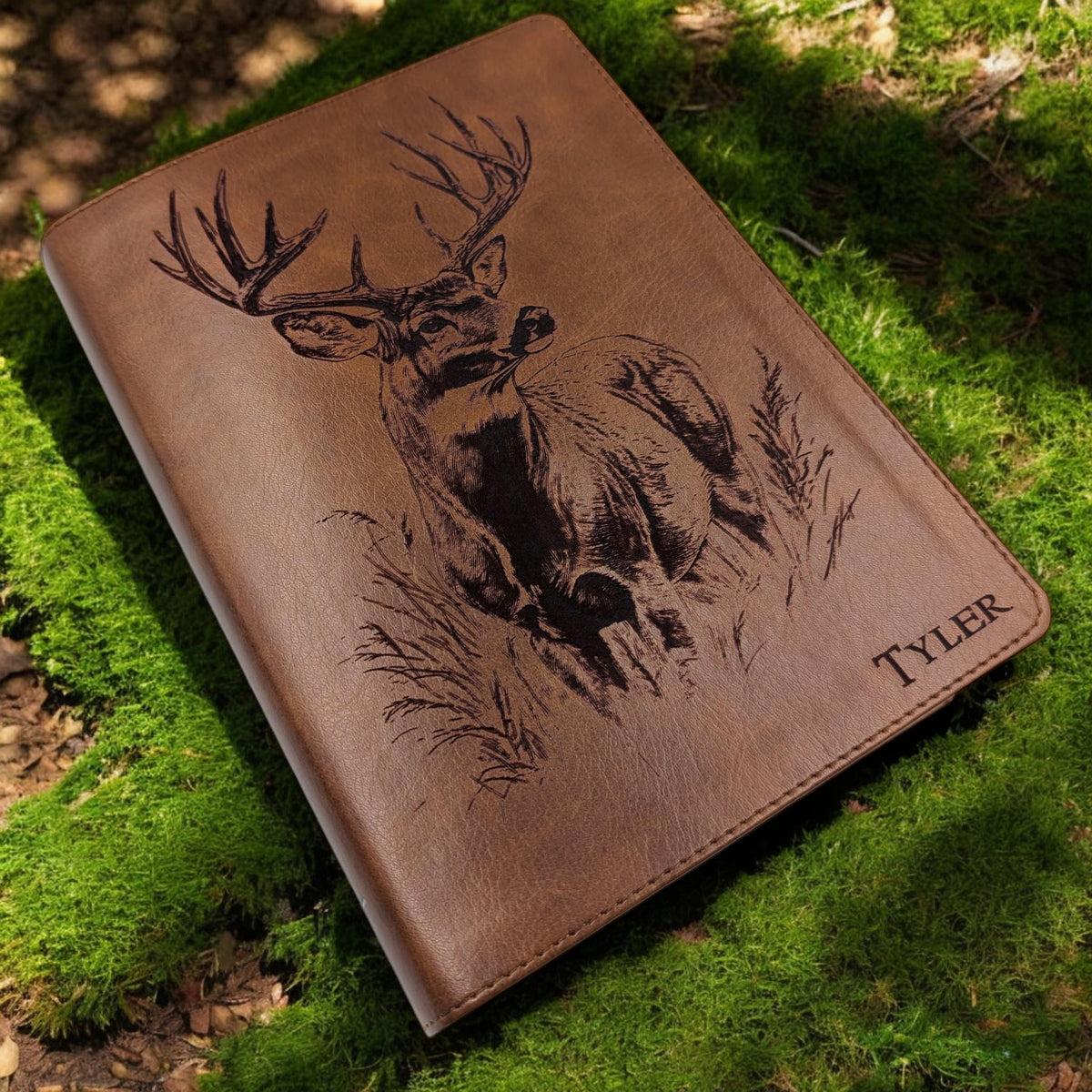 Personalized CSB He Reads Truth Bible: Engraved Buck Deer, Brown Leatherlike, Wide Margin