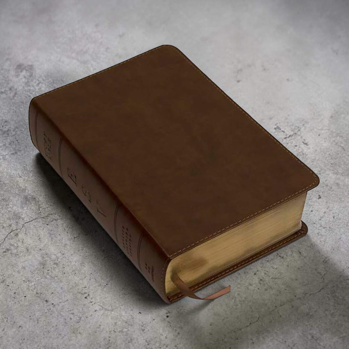 Personalized ESV Study Bible: Engraved Lion & Crown of Thorns, Brown Leatherlike, Personal Size