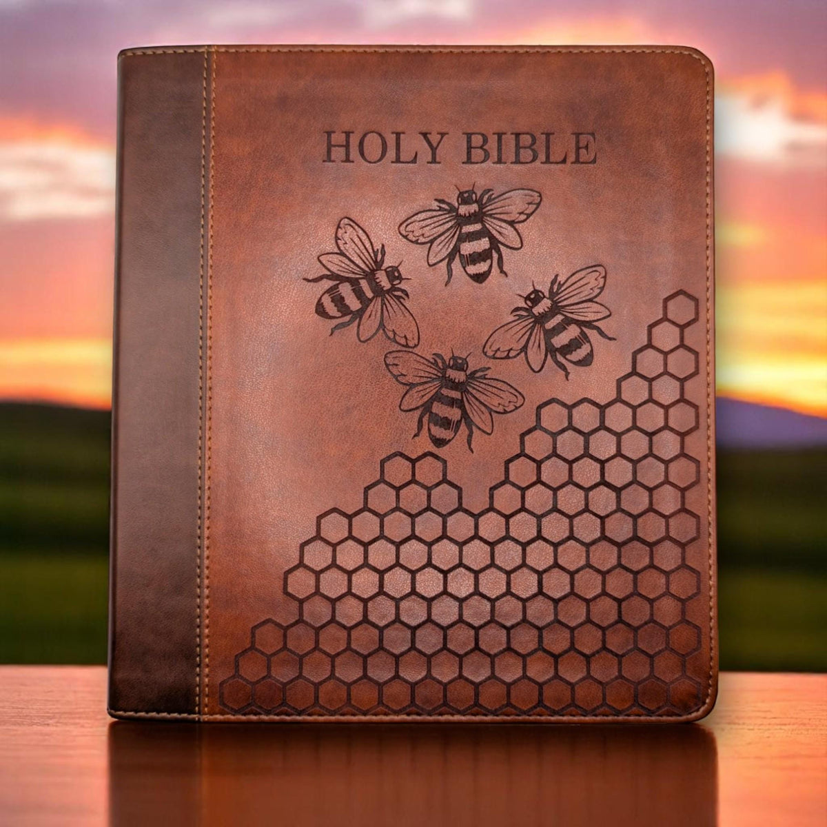 Personalized ESV Journal Study Bible: Engraved Bee and Honeycomb Design, Lined Wide Margins