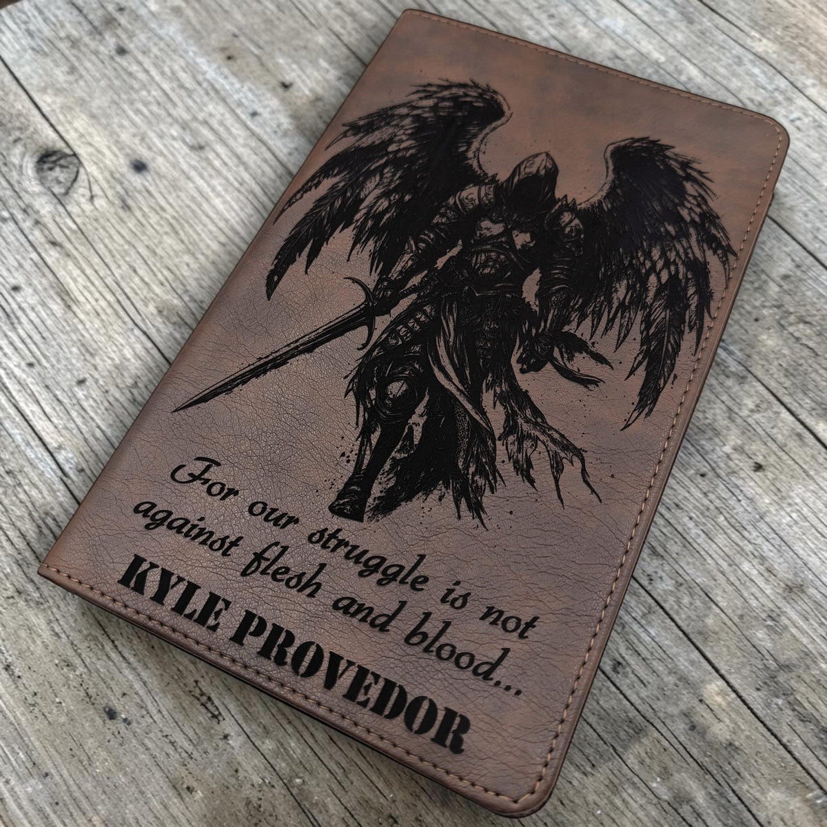 Personalized NLT Thinline Reference Bible: Engraved Michael the Archangel, Rustic Brown Leatherlike