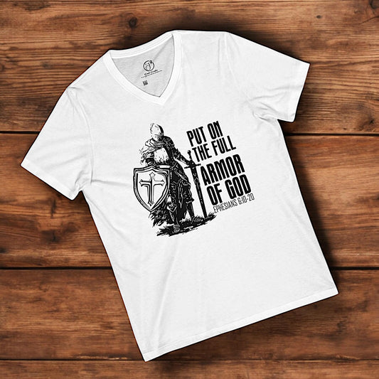 Armor of God V-Neck T-Shirt: Christian Bible Verse Tee