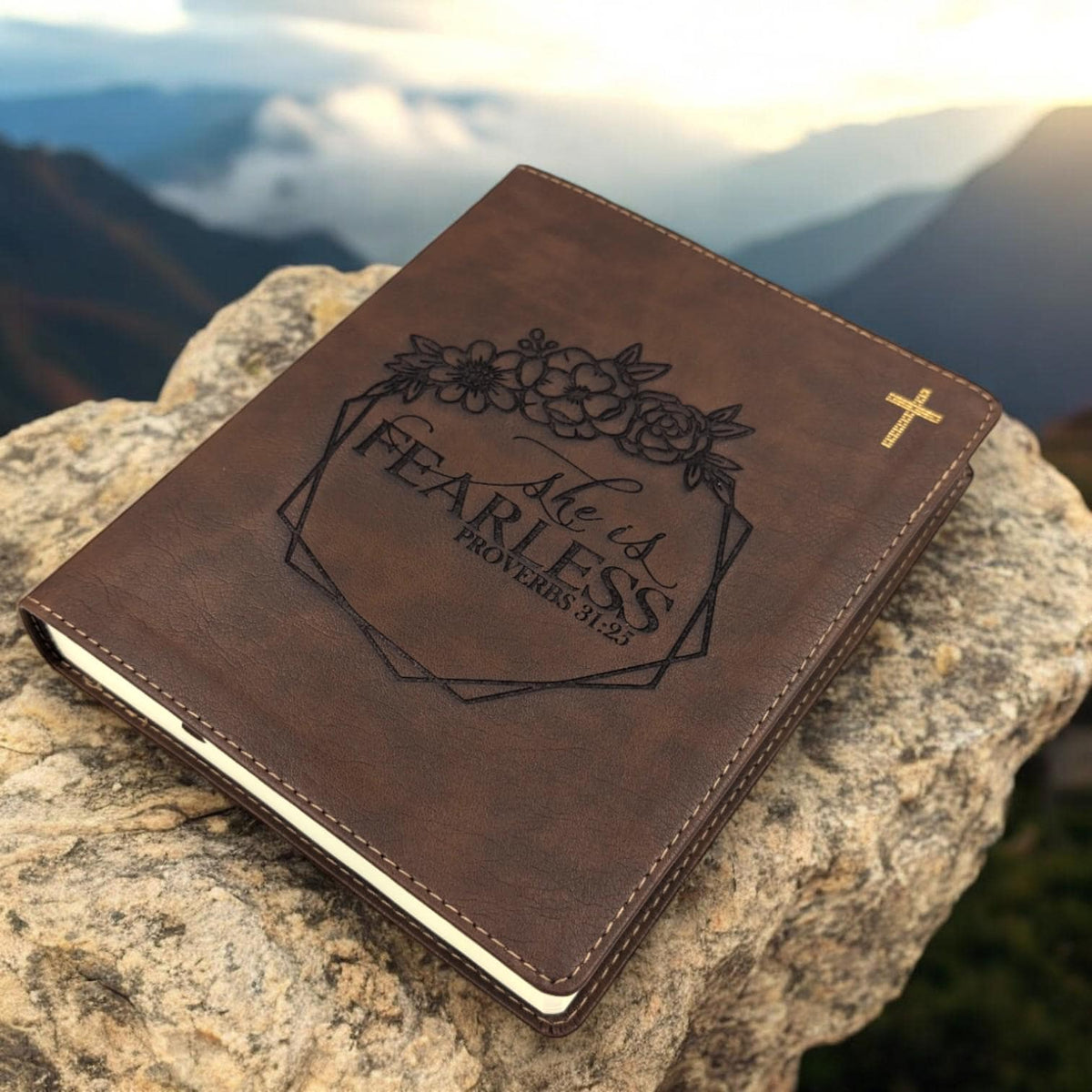 Personalized NIV Journal Bible for Women: She is Fearless Floral Engraved, Lined Wide Margins