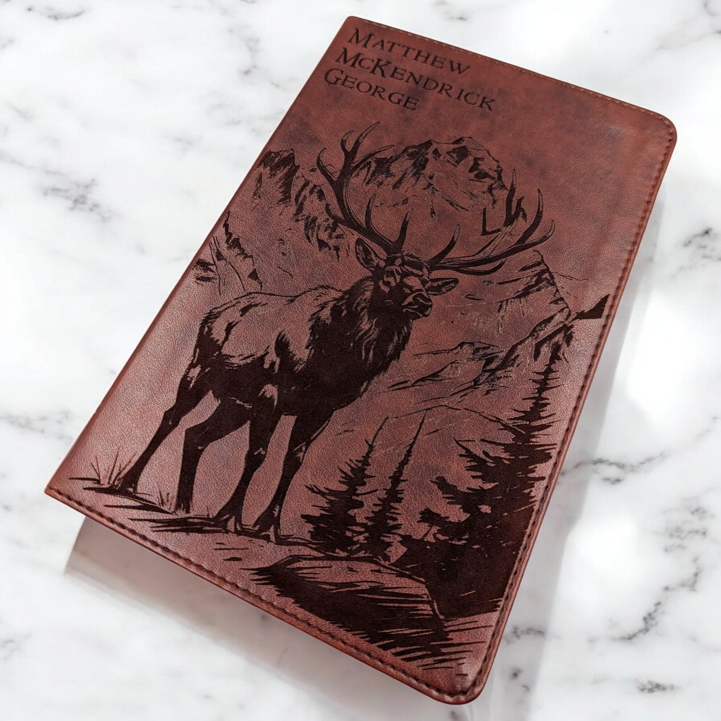 Personalized ESV Bible Large Print: Elk Engraving for Hunters and Nature Lovers